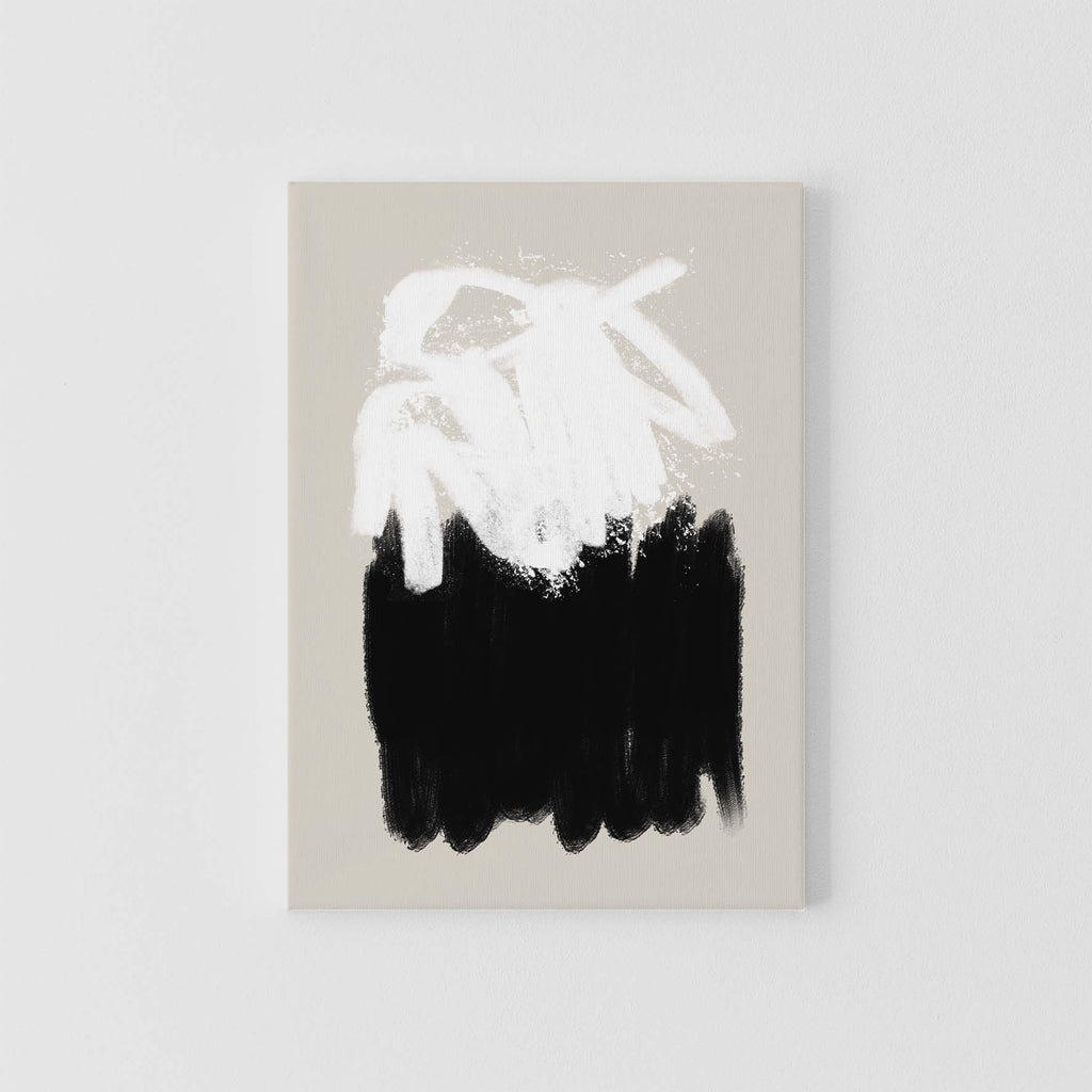Canvas | White & Black Abstract on Beige #1